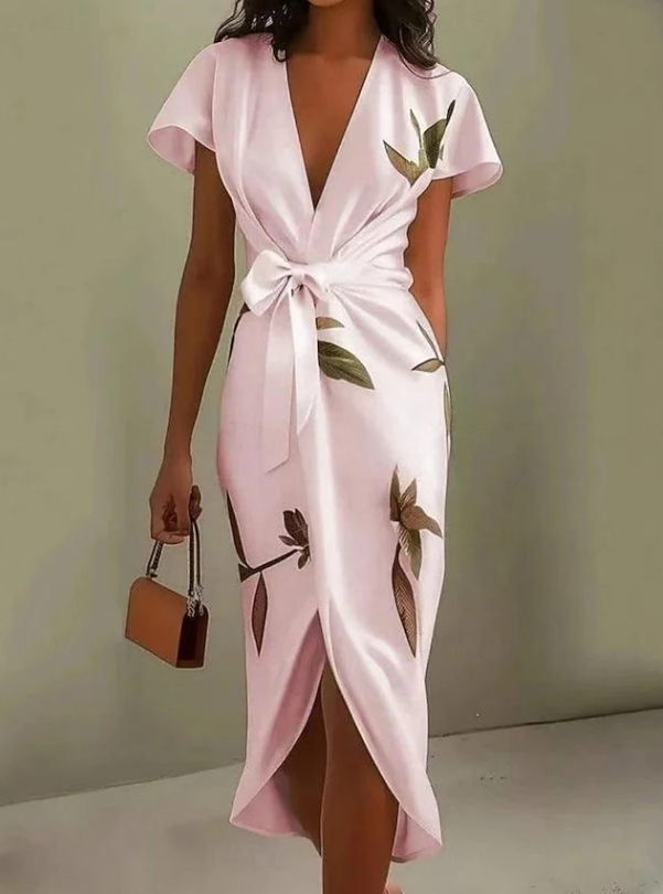 Eleanor | Elegant Floral Wrap Midi Dress