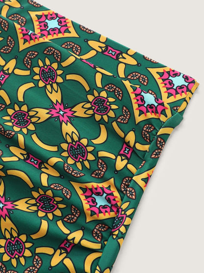 Geometric Ruched Tummy-Control Bikini Bottoms