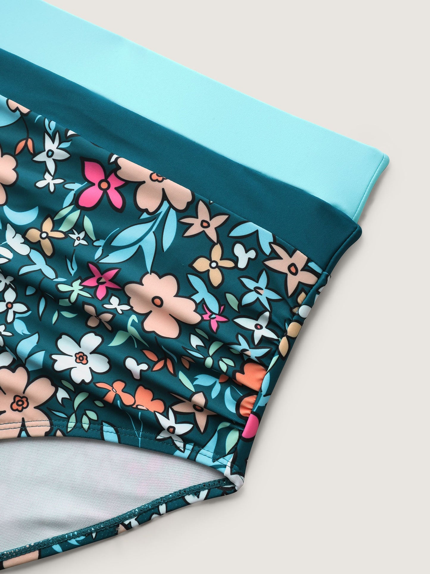 Floral Print Color Contrast Bikini Bottoms