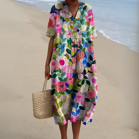 Nathalie | Stylish Multicolour V-Neck Dress