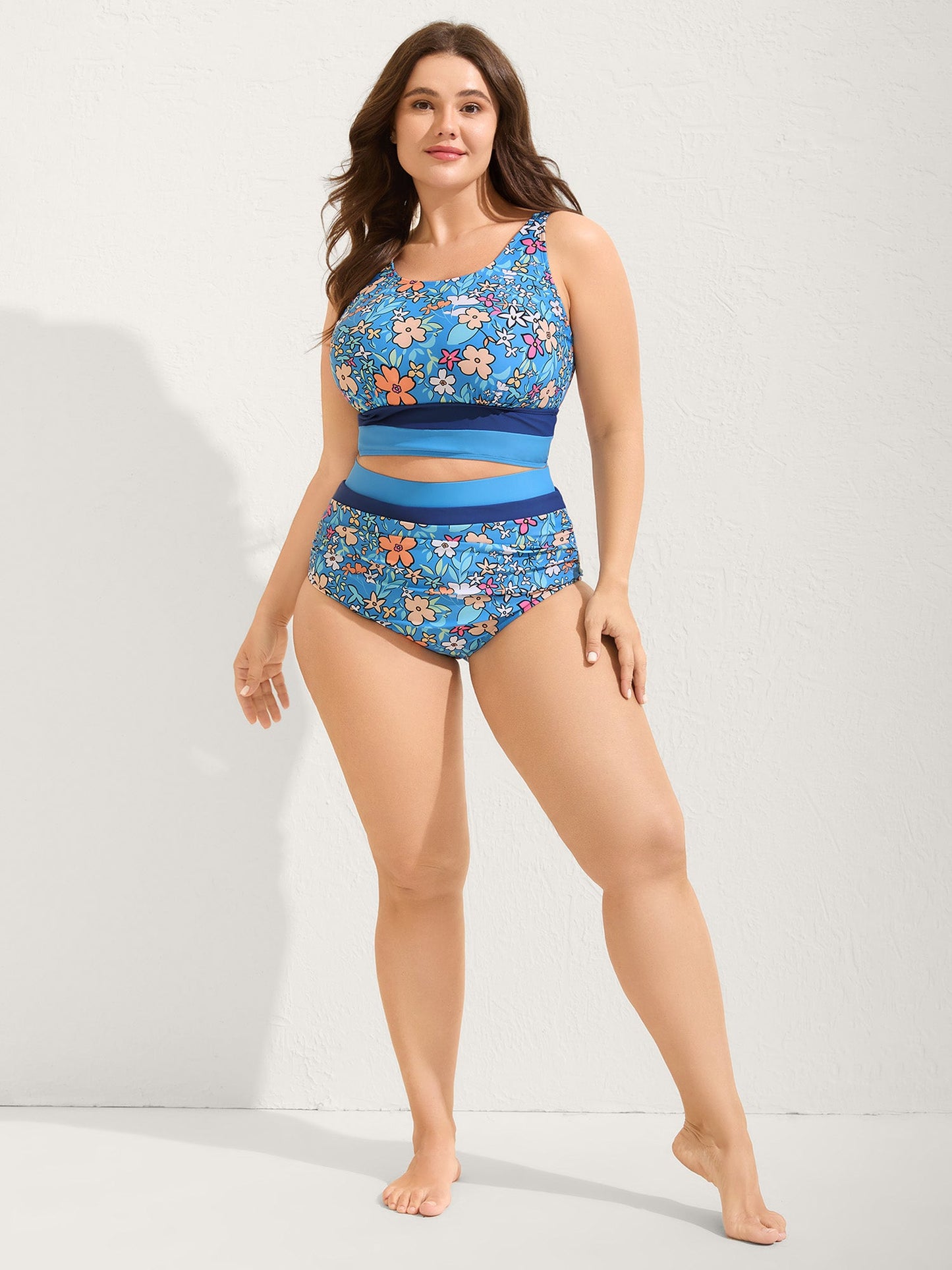 Floral Print Color Contrast Bikini Bottoms