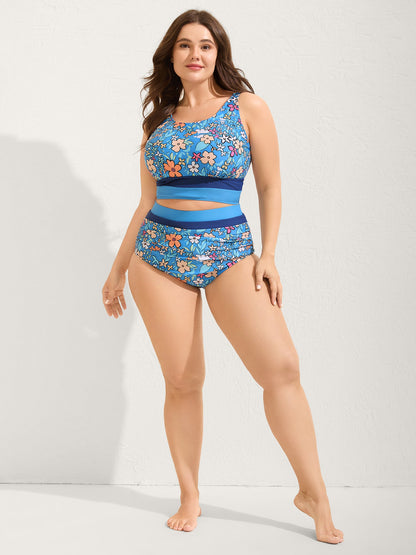 Floral Print Color Contrast Bikini Bottoms