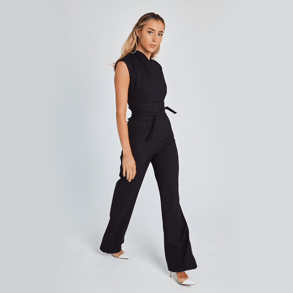 Elegant Sleeveless V-Neck Jumpsuit With Wide Legs