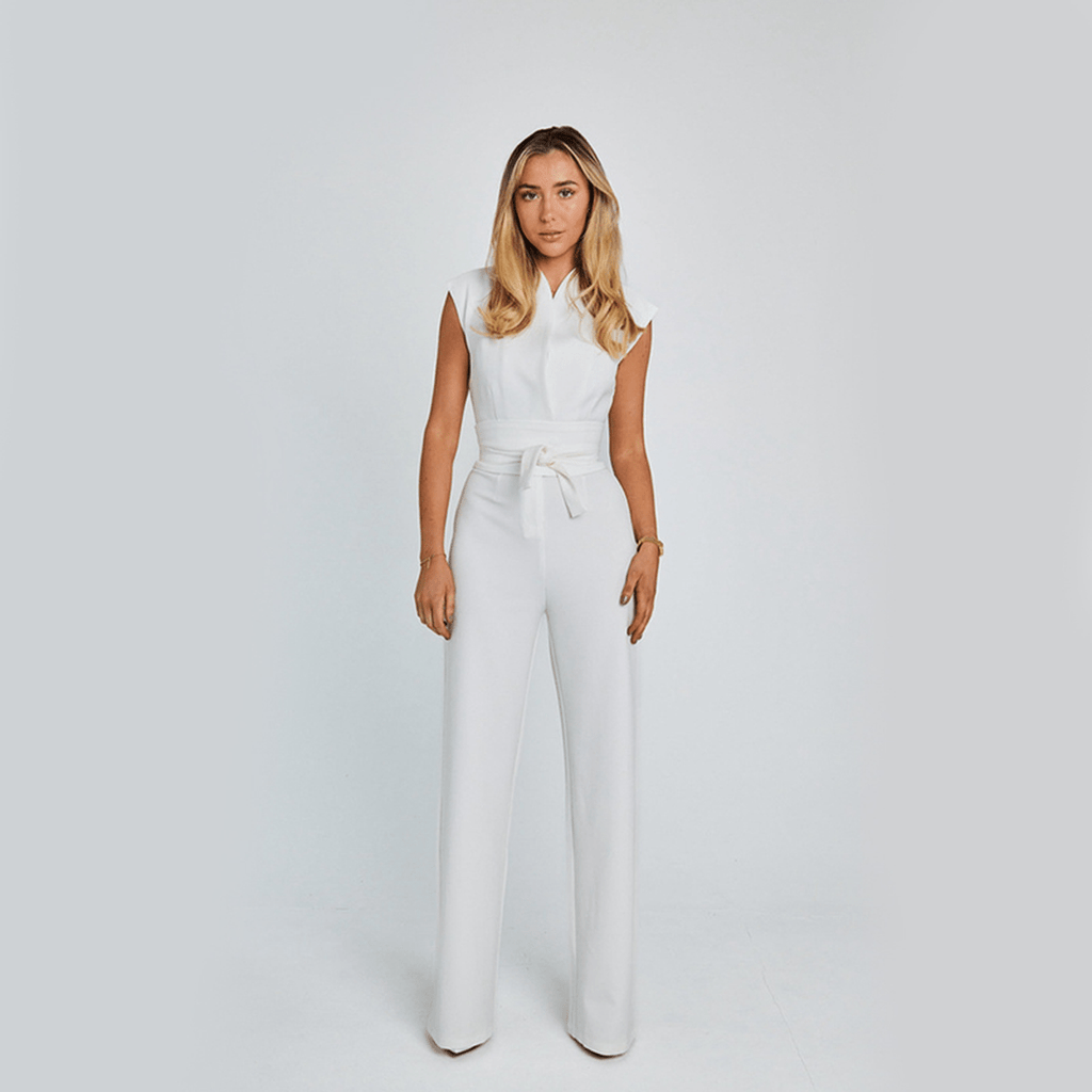 Elegant Sleeveless V-Neck Jumpsuit With Wide Legs