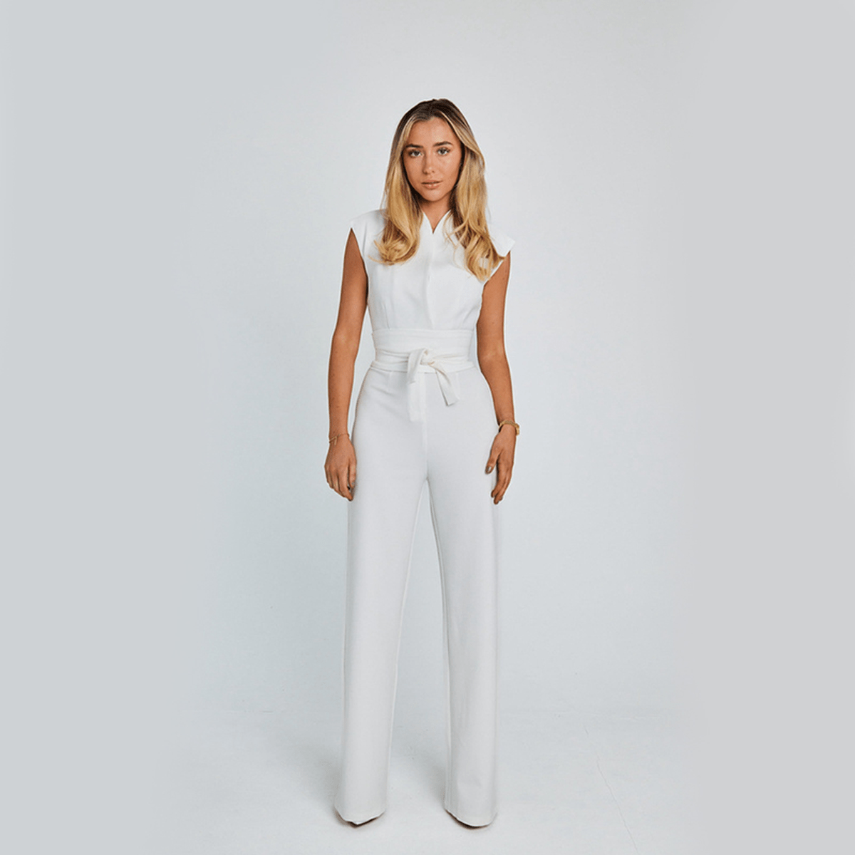 Elegant Sleeveless V-Neck Jumpsuit With Wide Legs