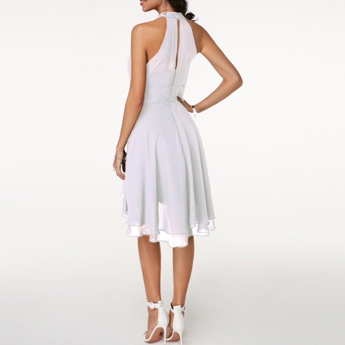 Halter Neck Chiffon High-Low Dress