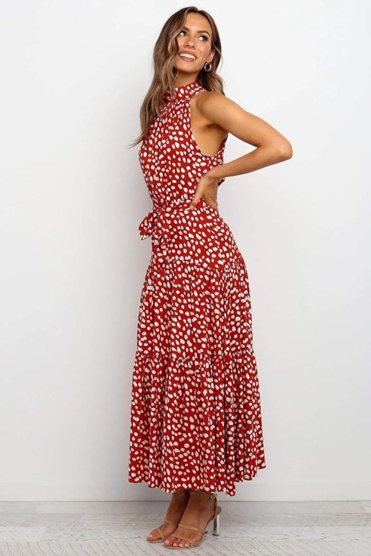 Polka Dot Halter Midi Sundress