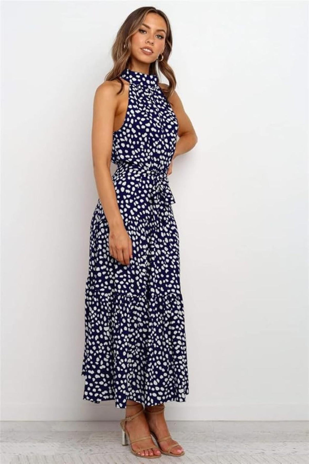 Polka Dot Halter Midi Sundress