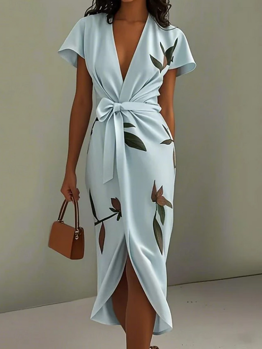 Eleanor | Elegant Floral Wrap Midi Dress