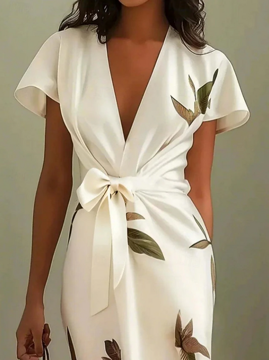 Eleanor | Elegant Floral Wrap Midi Dress