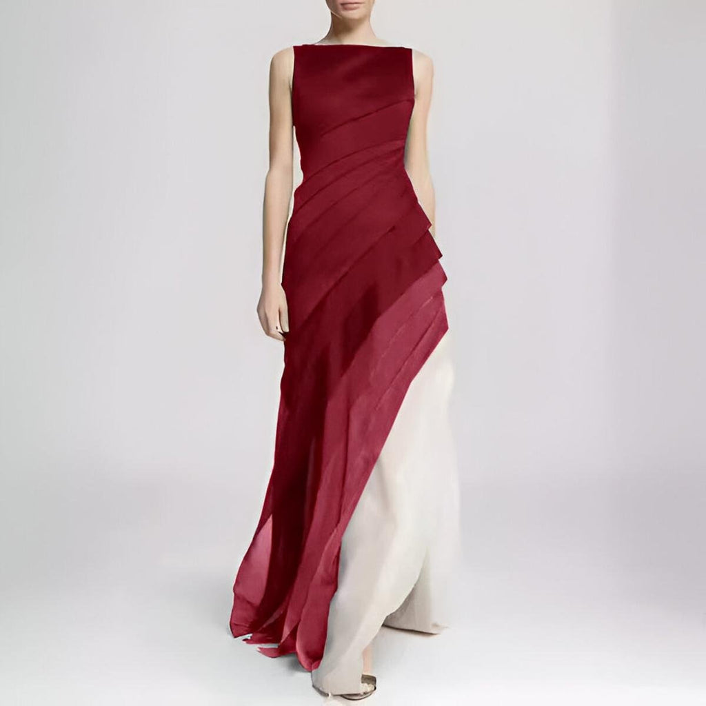 Sleeveless Fitted Satin Evening Gown