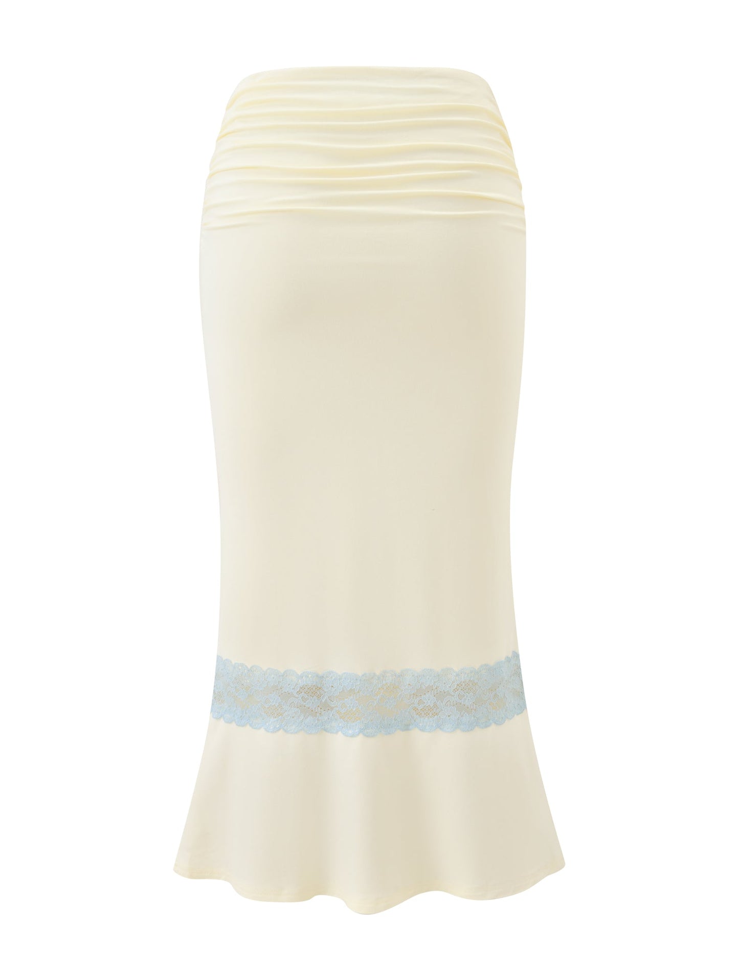 CALINA LACE PANEL MIDI SKIRT - CREAM