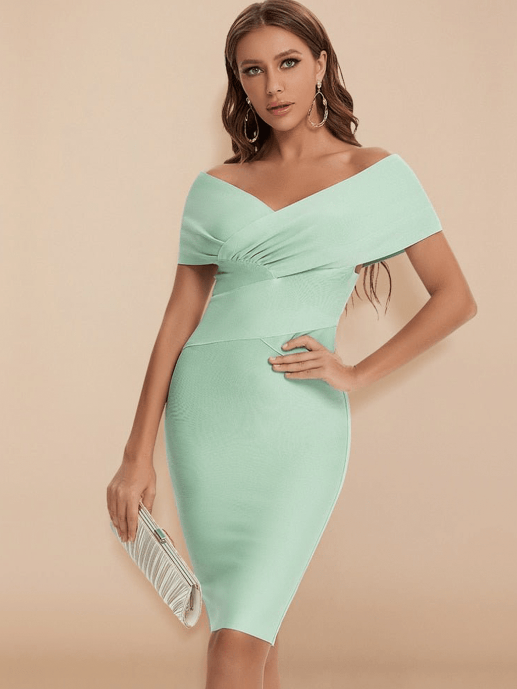 V-Neck Off-Shoulder Midi Dress