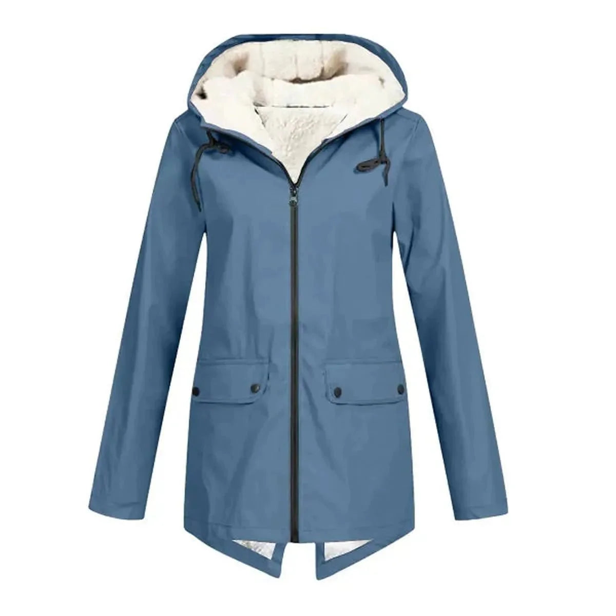 Waterproof Hooded Trench Coat With Fleece Lining