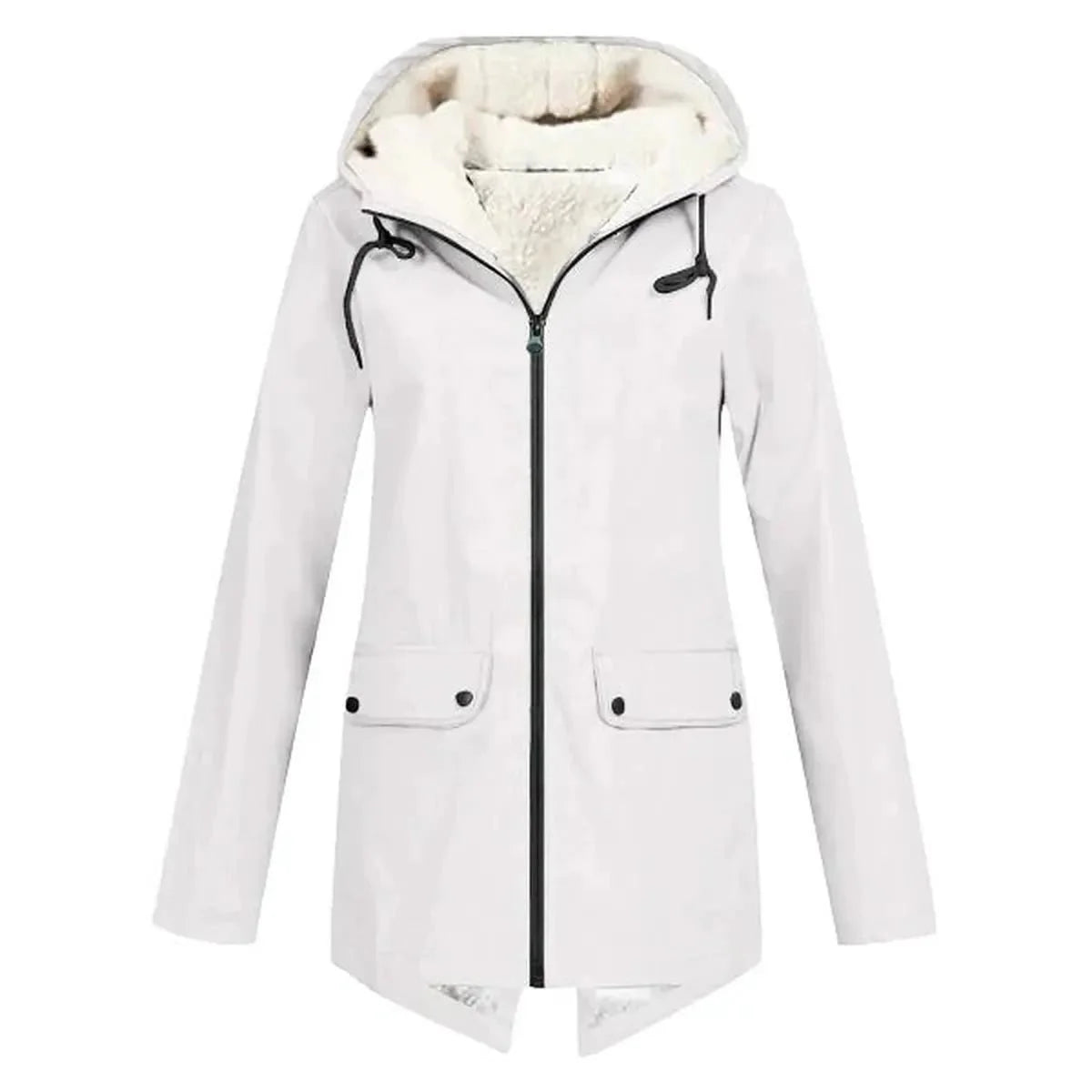 Waterproof Hooded Trench Coat With Fleece Lining