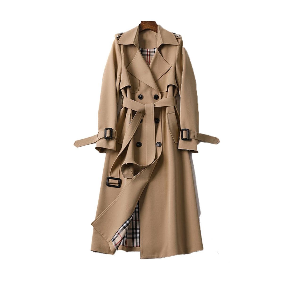 Women's Double-Breasted Trench Coat With Belt