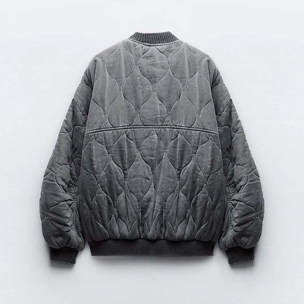 Women's Oversized Grey Bomber Jacket