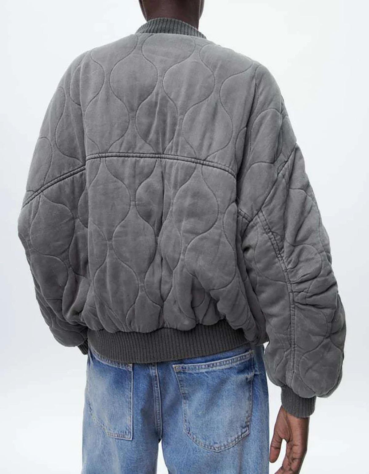 Women's Oversized Grey Bomber Jacket