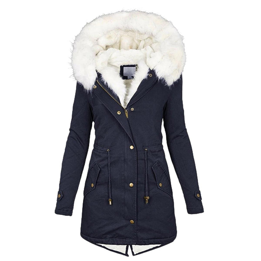 Women's Winter Jacket With Hood And Button Detail