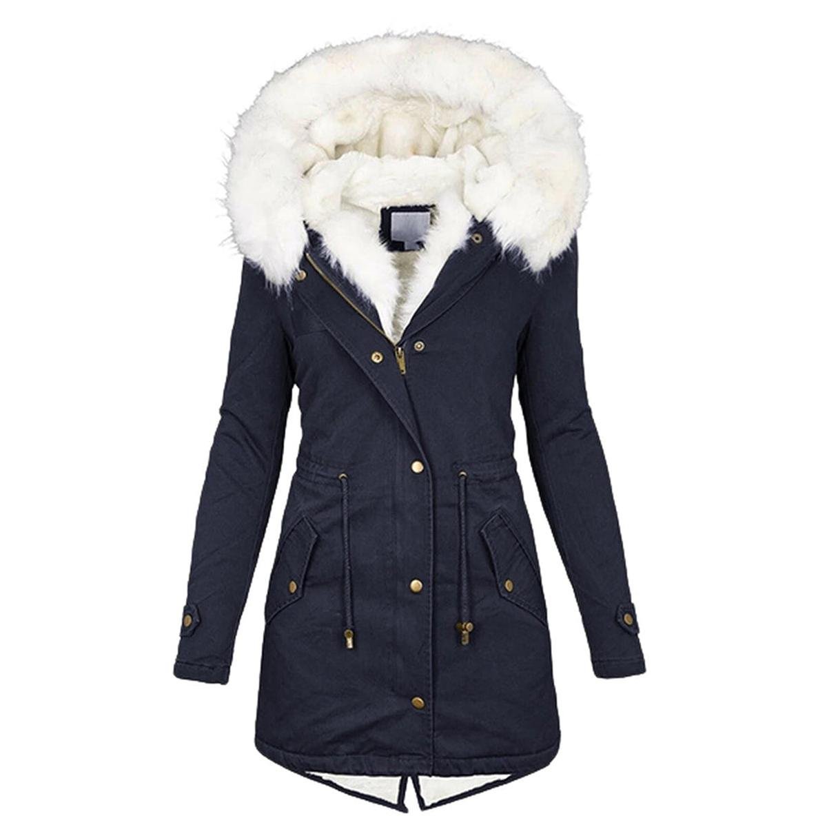Women's Winter Jacket With Hood And Button Detail