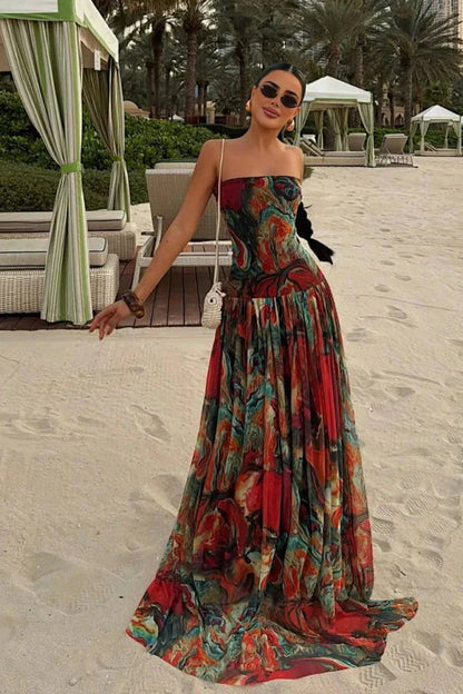 Bellamy | Summer Strapless Maxi Dress – Corset Tiered Wedding Guest Gown