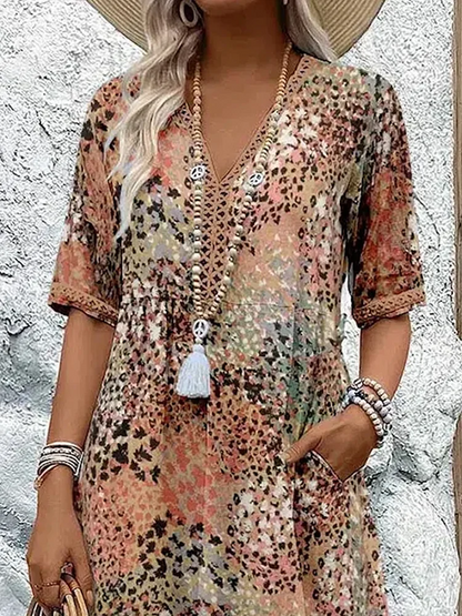 Arabella | Vibrant Pattern Midi Dress