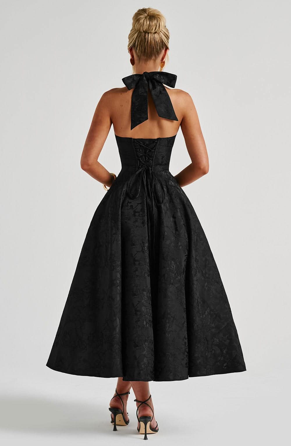 Floral Halter Midi Dress Wedding Guest Occasion Dress