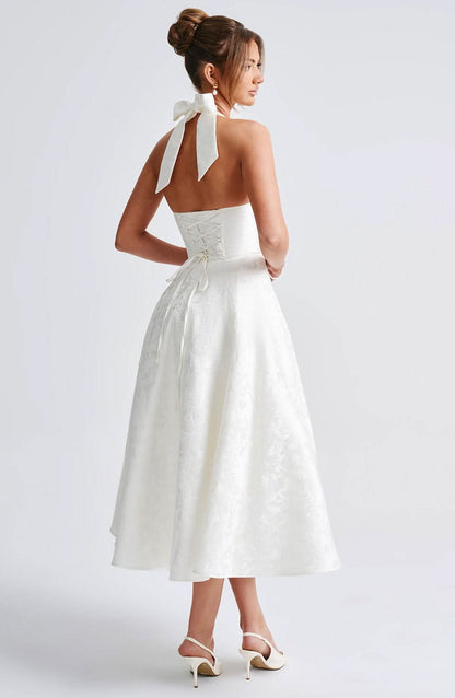 Floral Halter Midi Dress Wedding Guest Occasion Dress