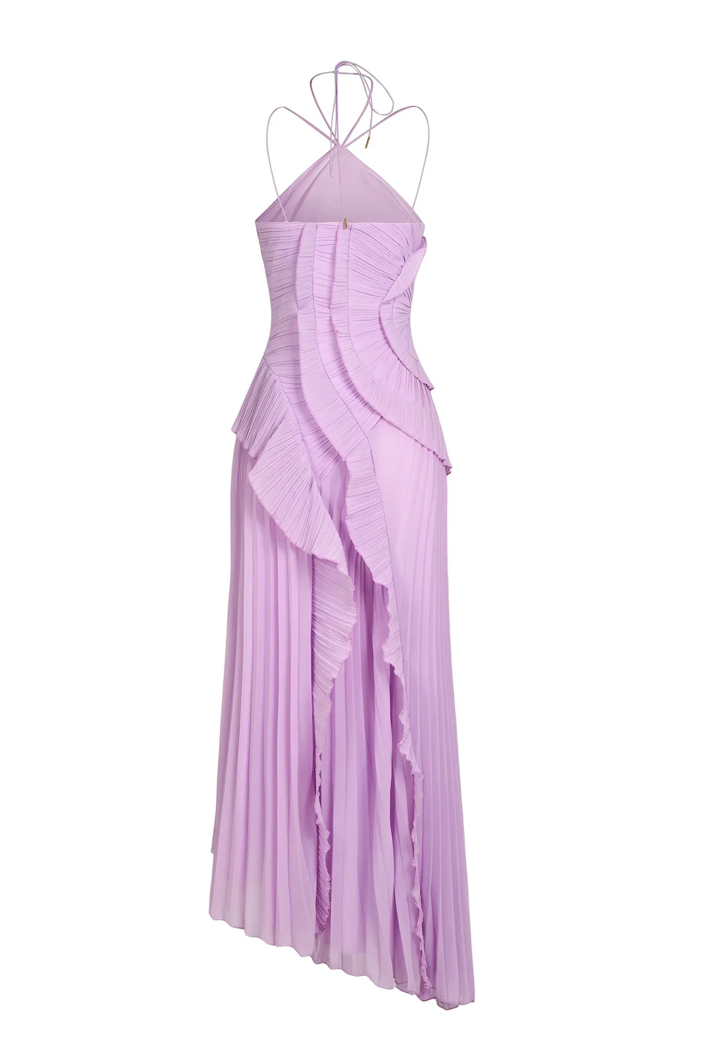 Eliza | Pleated Halter Maxi – Ruffle Cascade Wedding Guest Occasion Dress
