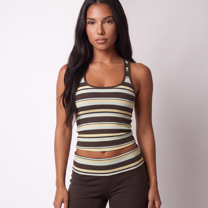 Women's Striped Co-Ord Set – Sleeveless Top & Wide-Leg Trousers