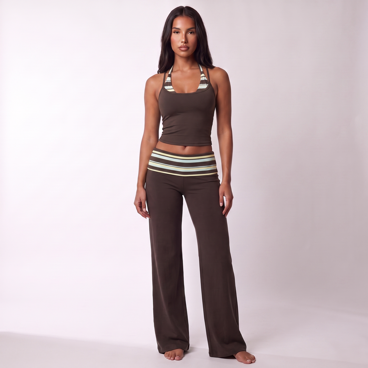 Women's Striped Co-Ord Set – Sleeveless Top & Wide-Leg Trousers