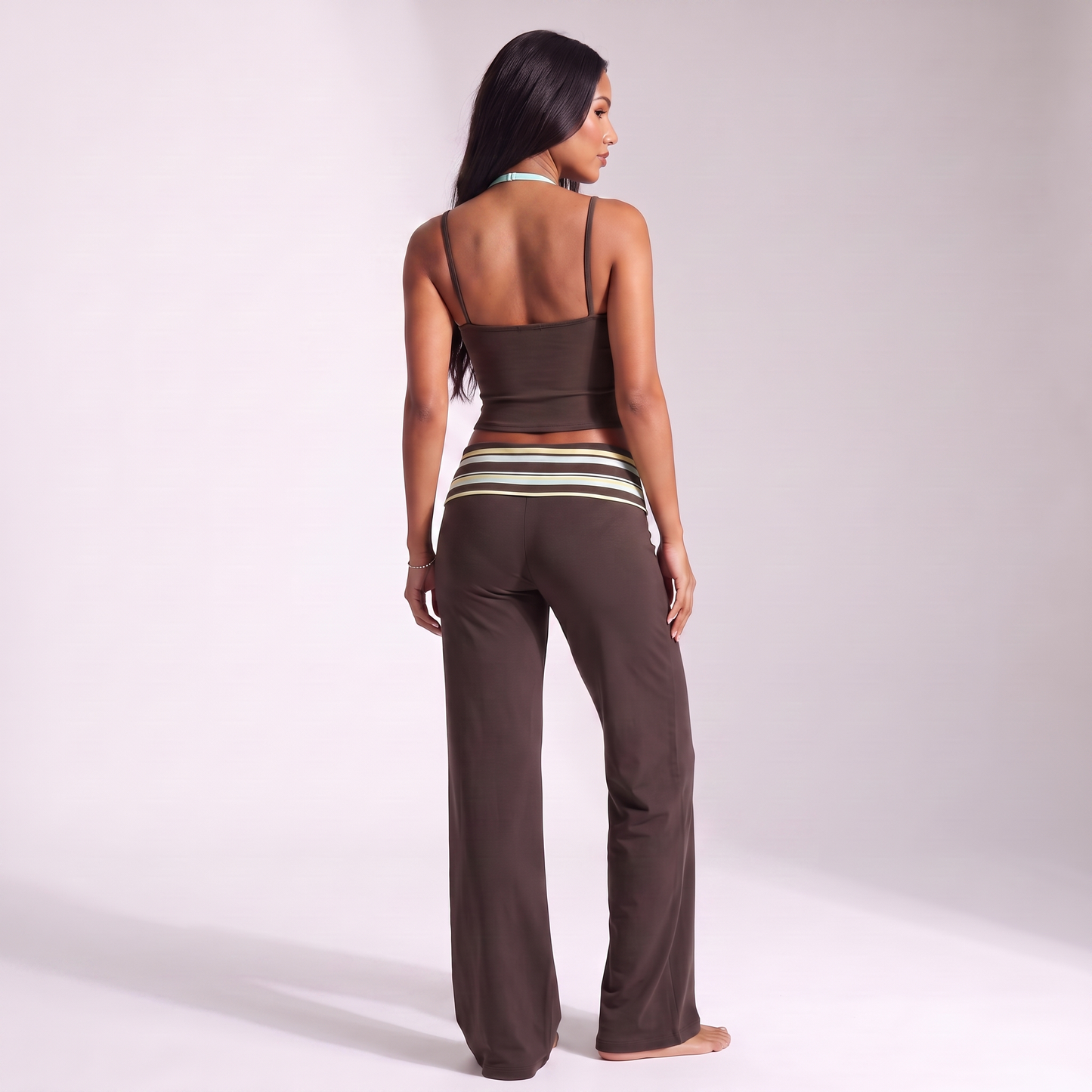 Women's Striped Co-Ord Set – Sleeveless Top & Wide-Leg Trousers