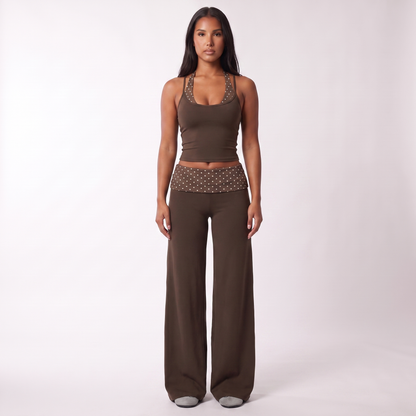 Women's Striped Co-Ord Set – Sleeveless Top & Wide-Leg Trousers
